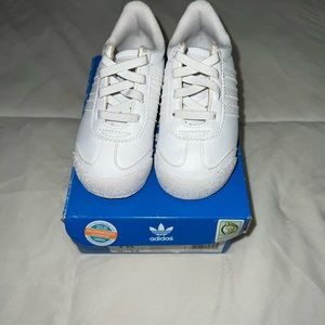 Toddler white adidas sneakers!
